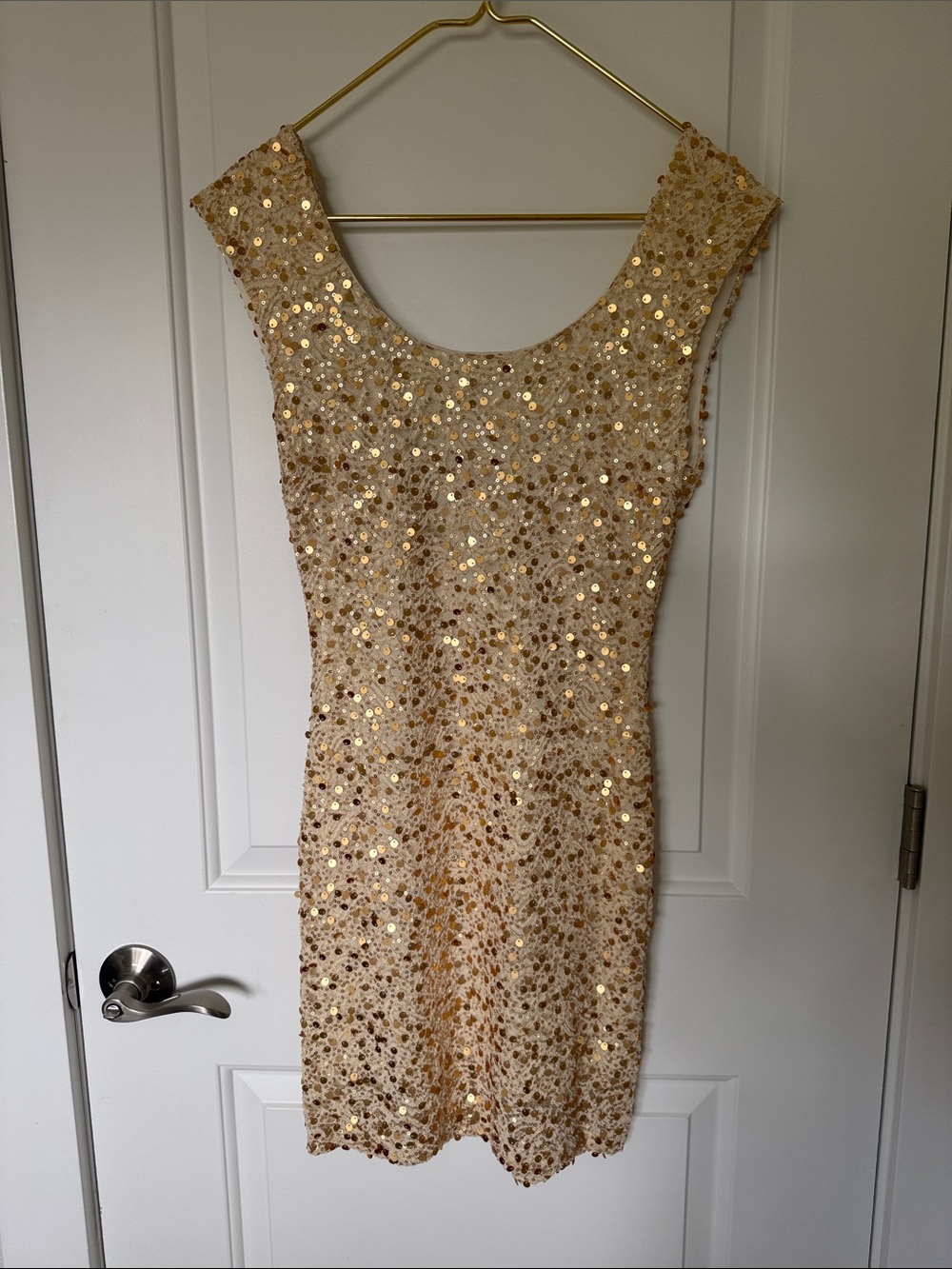 Backless Gold Sequin Cocktail Dress